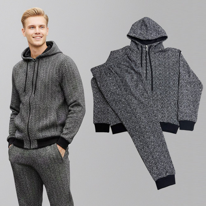 맥파이/헤링본 기모 트레이닝 세트/겨울 트레이닝복 츄리닝세트 패딩 상하의 세트