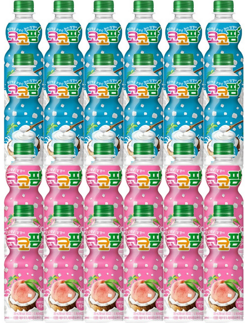 해태 코코팜 페트 음료 화이트요구르트+피치핑크복숭아 각 12개씩, 24개, 300ml
