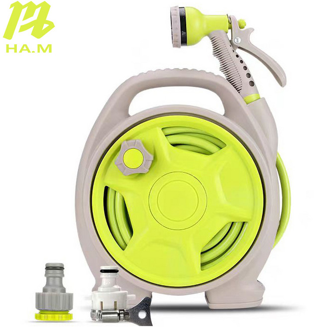 HA.M 물 호스릴 세차 호스 정원 분무기호스 분사기 워터릴 15m, 그린, 1개