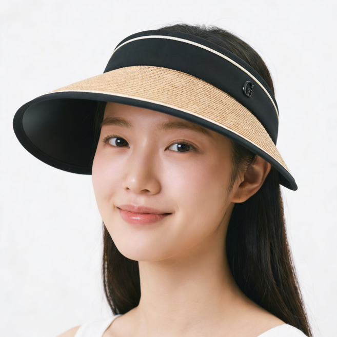 리틀뚜또 라탄 돌돌이 썬캡 휴대용 여름 여성 챙모자