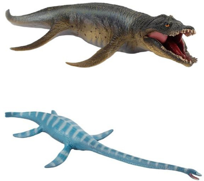 GHSHOP 바다 공룡 피규어 선사 시대 동물 심해 괴물 장난감 크로노사우르스+바다 공룡 피규어 선사 시대 동물 심해 괴물, 중간, 브라운+블루, PVC, 1개
