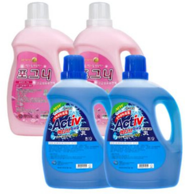 크로바 액티브3L+포그니3L 세탁세제 섬유유연제 (2+2) 일반 드럼 겸용, 3L