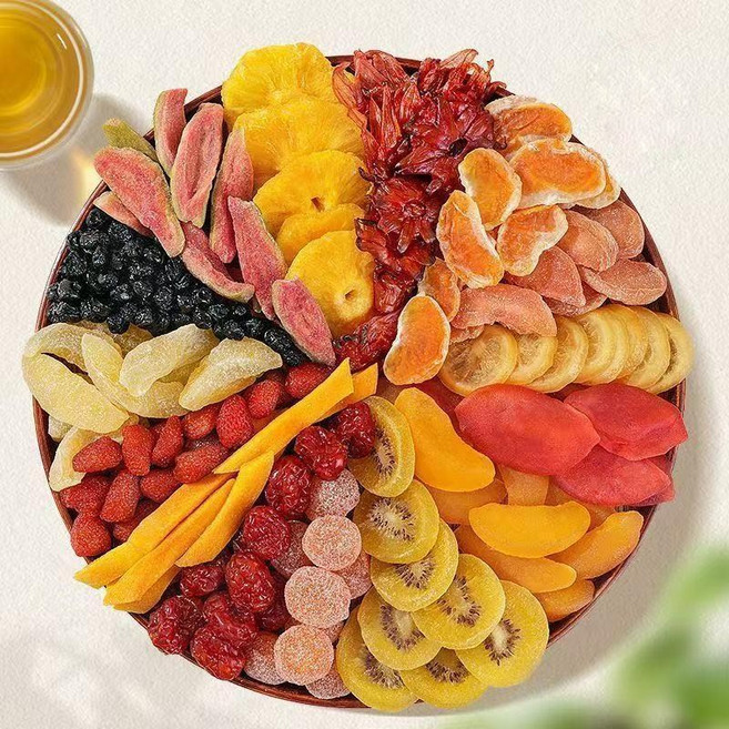이슬빛 건조 과일칩 딸기 망고 키위 바나나 황도 레몬 통결건조 건강간식, 1개, 500g