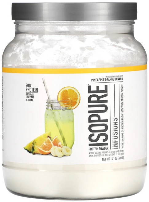 Isopure 프로틴 파우더 파인애플 오렌지 바나나 14.1oz (400g), 1개, 400g - 쿠팡