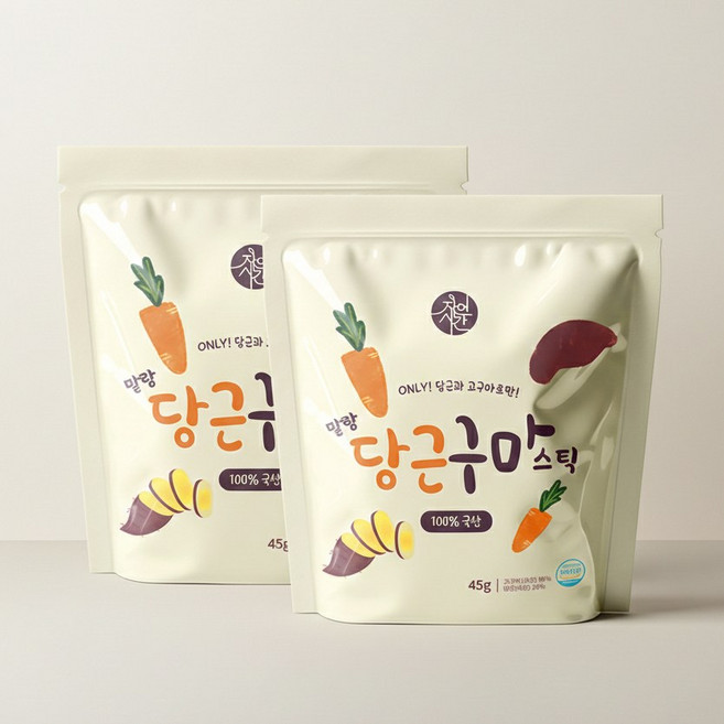 당근구마스틱 말랑 촉촉 당근 고구마 자연시간 HACCP 인증 건강간식, 10개, 45g