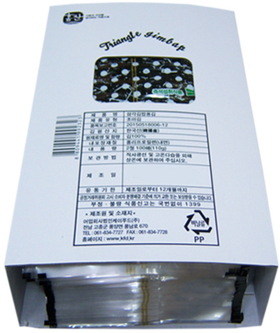 섬이랑 조미 삼각김밥김 100매 스티커 지퍼봉투 식사 혼밥 즉석요리 회식 간편요리 집밥, 1개, 360g