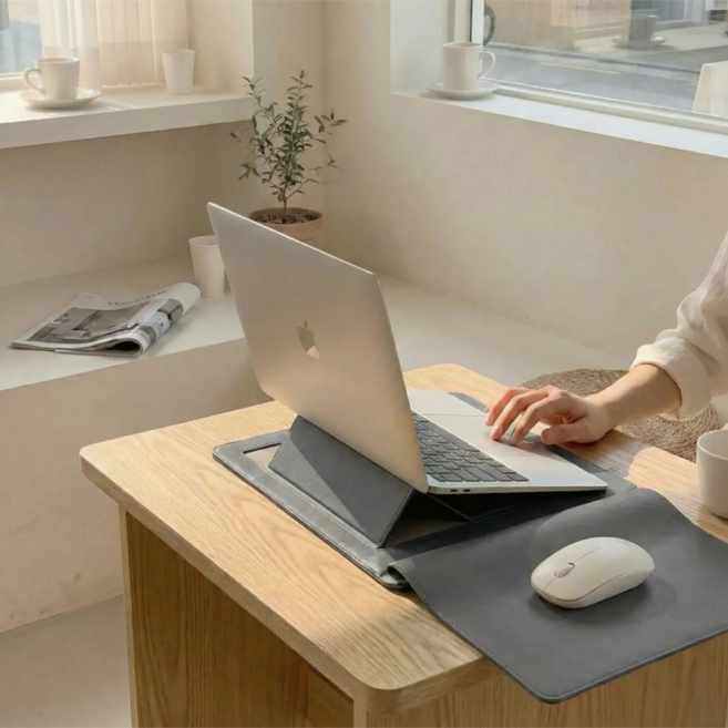 에이엠드 16인치 노트북 파우치 거치대 겸용 가방 케이스, 1개, 차콜