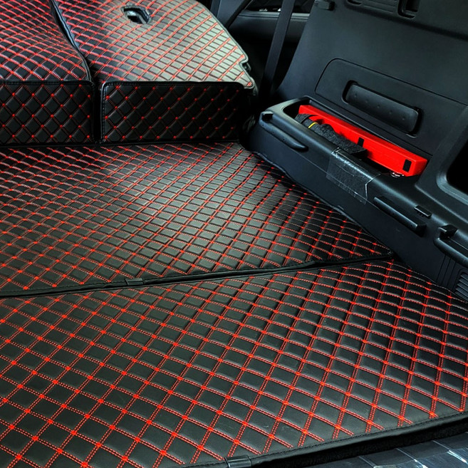 카위크 G4 렉스턴 뉴아레나 차박 가죽 트렁크 매트, 브랙&골드스티치, 7인승, 올뉴G4렉스턴2020~