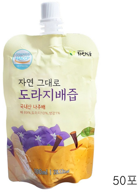 자연식품 자연을 먹은 도라지배즙 스파우트 100ml, 50개