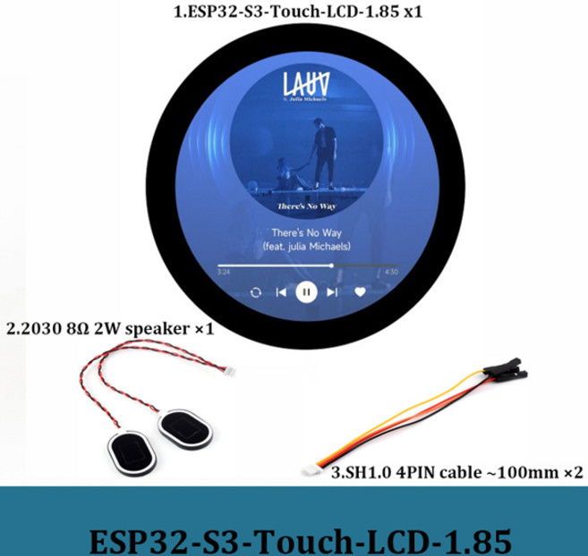 ESHA 32 S3 GUI 인치 360X360 LCD LVGL 라운드 개발 WIFI IPS 보드 디스플레이 85 BLUETOOTH 지원 TFT ARDUINO, [02] ESP32-S3-Touch-1.85, 1개