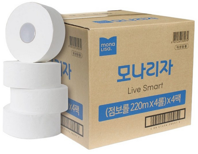모나리자 점보롤 220M 4롤 대용량 업소용 물에 잘녹는 화장지