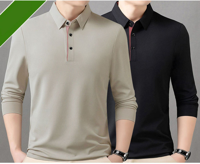 봄 가을 1+1 중년 남성 폴로 긴팔티 캐주얼 터틀넥 상의 중장년 아빠옷 루즈핏 오피스룩 폴로넥 티셔츠 CY