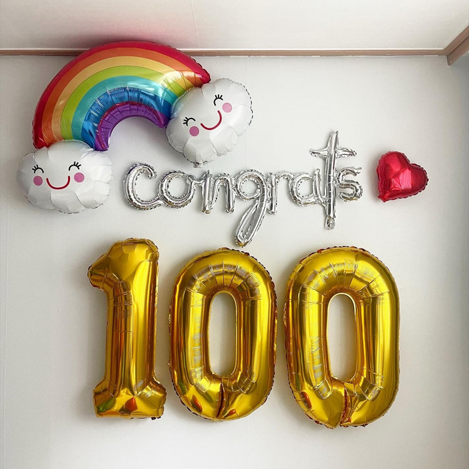 입학 100일 백일 풍선세트 6종류 100days, 2. 무지개 congrats 100일