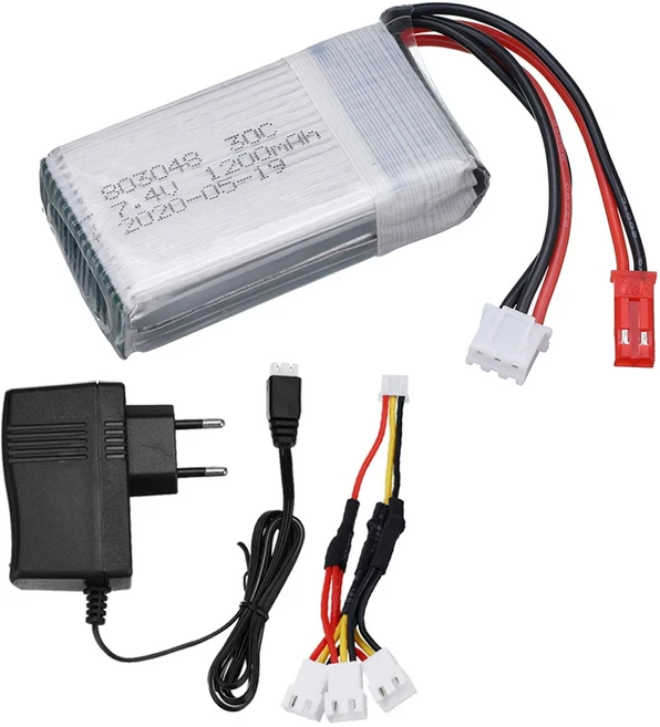 MJX X101 RC 드론용 배터리 Yi zhang X6 H16 H40WH 쿼드콥터 예비 부품용 충전기 포함 7.4V 1200mAh, 03 1pcs EU 3in1