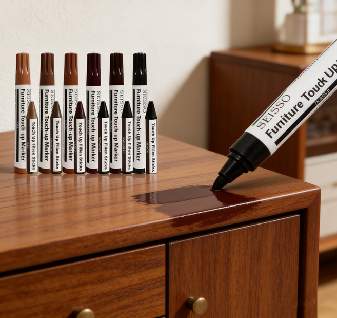 가구 흠집 보수 펜 12색 세트 마루 바닥 스크래치 제거 우드 가구 복원 마카 + 크레용, 12개