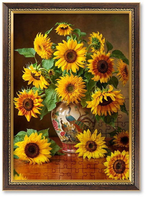퍼즐사랑 황금빛 아우라 태양을 품을 공작 직소퍼즐 액자세트 1000조각 해바라기, 1개, 그레이스 앤틱, 1000피스