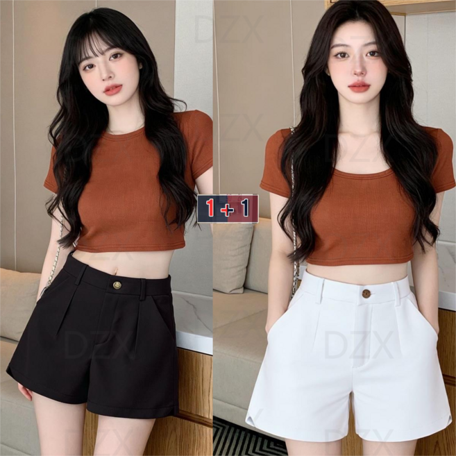 DZX 여성 여름 하이웨스트 루즈핏 A라인 반바지 빅사이즈 패션 데일리 반바지 1+1