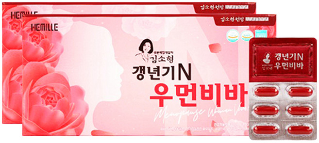 김소형 갱년기N 우먼비바 120캡슐 X2박스 감마리놀렌산 회화나무 열매추출물 여성호르몬 에스트로겐, 2개, 120정