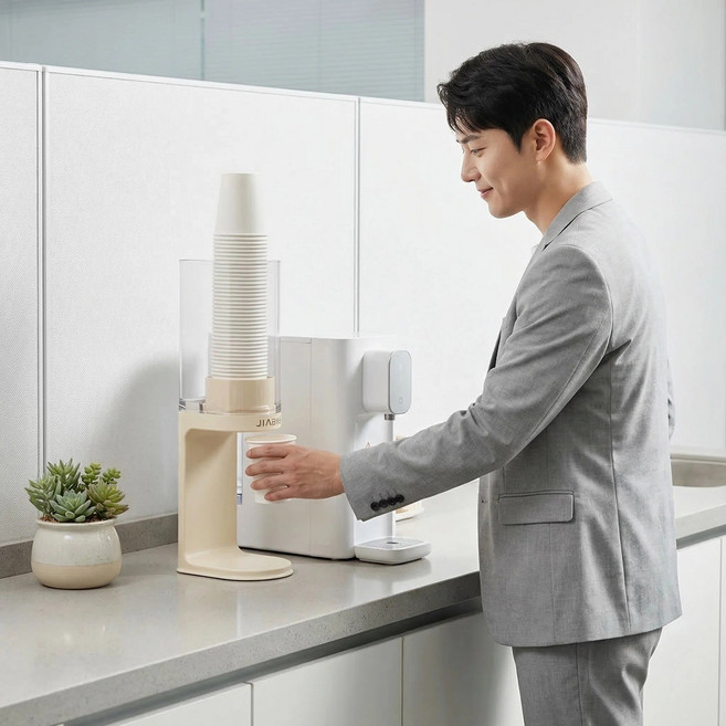 픽코어 컵 디스펜서 노터치 종이컵 사무실 정수기 부착식 테이블 가정용, 1개, 크림색