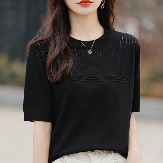 lofei 여성 여름 시원한 베이직 반팔 니트 TX35