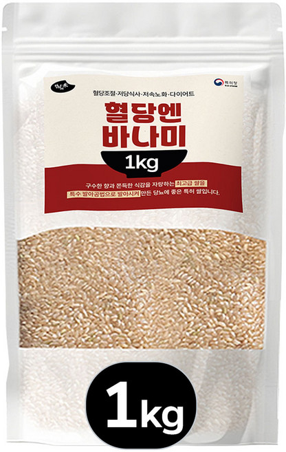 혈당엔 바나미 혈당강하 바나듐쌀 국산 발아현미 백미 혼합곡 저당식사 저속노화 다이어트, 1kg, 1개