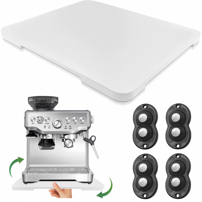 하루행복 360도 회전형 소형가전 슬라이딩 받침대 트레이, 화이트(40cmx33cm), 1개