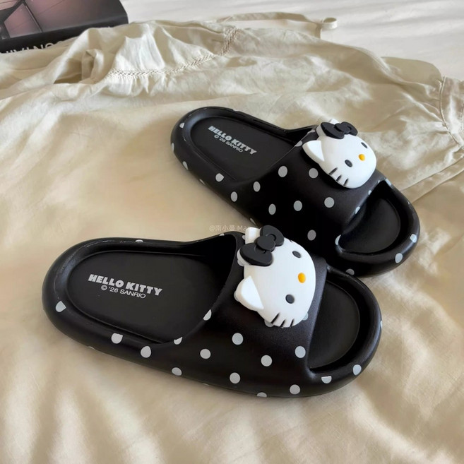 러블리 헬로키티 쿠셔닝 EVA 미끄럼 방지 아웃핏 일자 슬리퍼