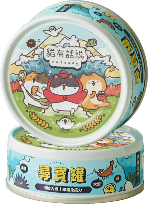 貓有話說 尋寶罐 海膽大蝦 全方位雙機能主食罐, 80g, 12個, 蝦