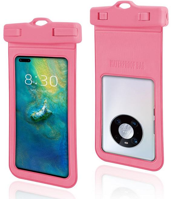 범용 방수 휴대폰 케이스 대형 투명 휴대폰 케이스 래프팅 다이빙 휴대폰 방수 휴대폰 케이스, 마카롱 핑크, 1개