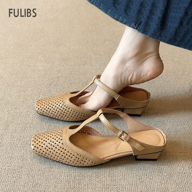 LIYIFB 펀칭 짜임 뮬슬리퍼 3cm 빅사이즈 여성 블로퍼 260-225