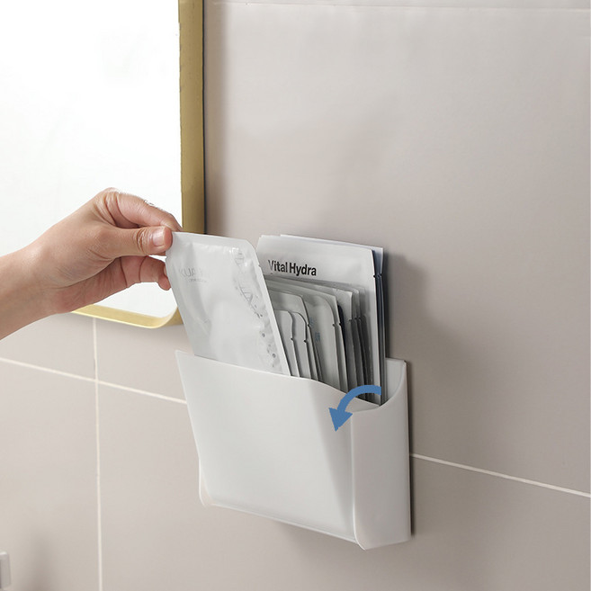 롤링페이퍼 오픈형 부착식 생리대 보관함 마스크팩 수납함, 2개, 화이트