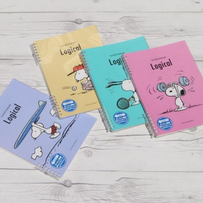 Nakabayashi 속지 40매 장착 슬림 루스리프화일..나카바야시 B5 26공 링 바인더노트-스누피, 핑크 P