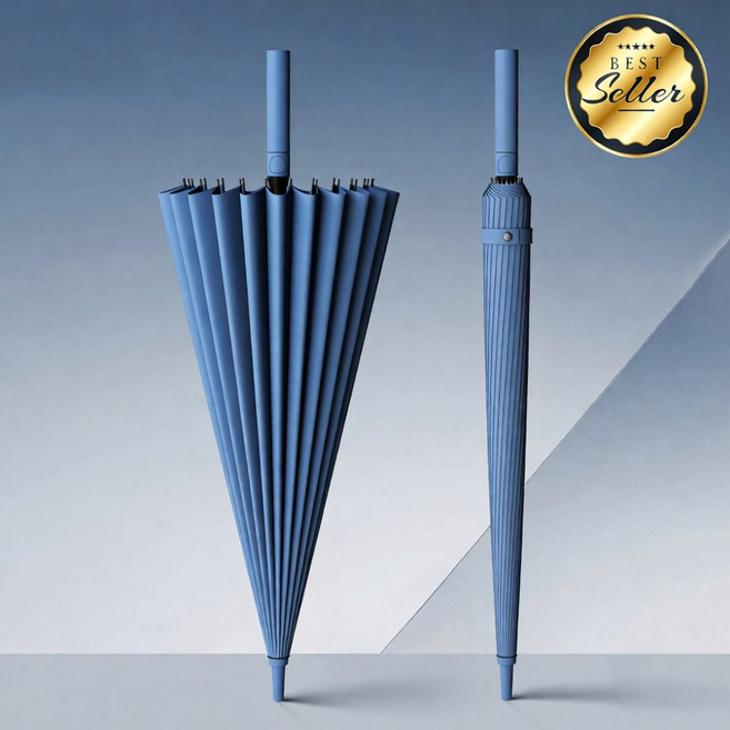 프리미엄 24K 대형 튼튼한 강풍 장우산 Glass Fiber 우산대, 1개, 하늘색