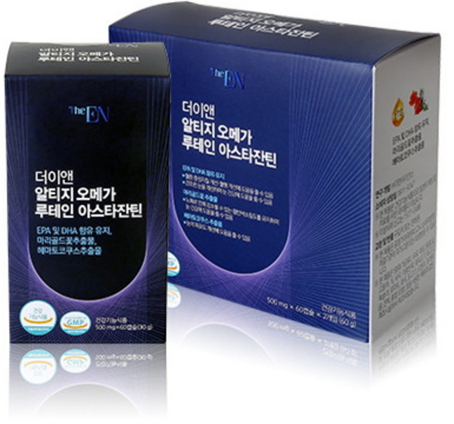 더 이앤 알티지 오메가 루테인 아스타잔틴 60캡슐 1개월 눈건강 눈피로 황반색소 예방, 60정, 1개
