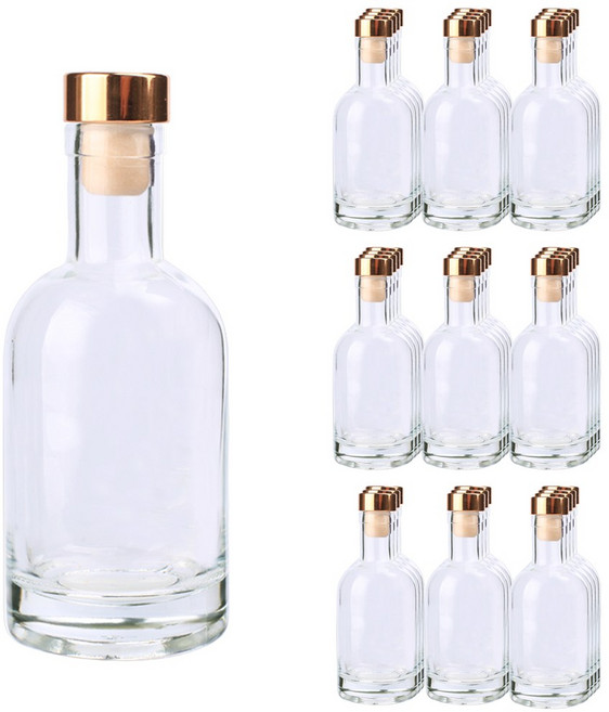 가인글로벌 위스키200 유리병 주류병 더치병 담금주 술병, T형 마개(골드), 35개, 200ml