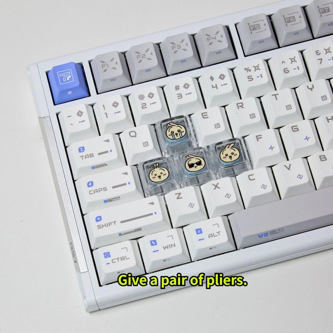 치이카 아티산 키캡 기계식 키보드용 투명 애니메이션 키캡, 4pcs-C