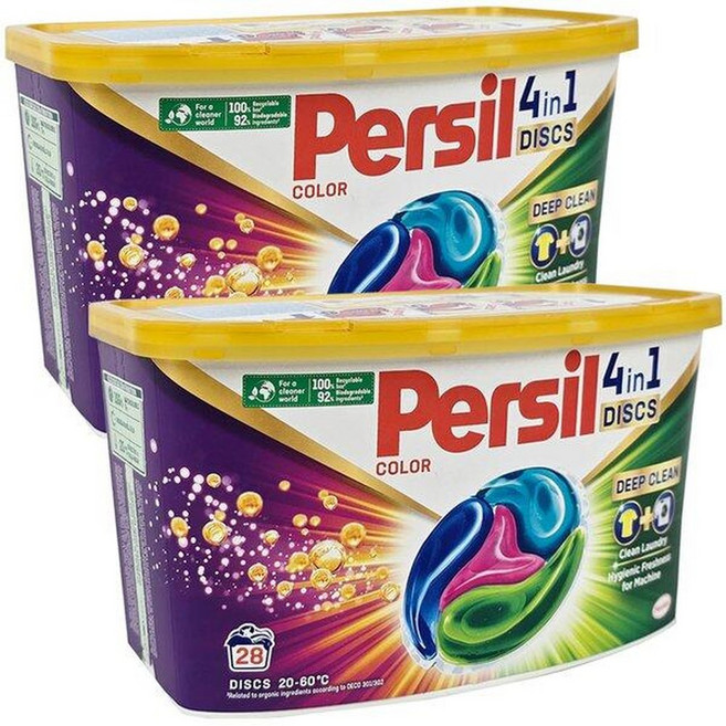 퍼실 디스크 딥클린 캡슐 세탁세제 컬러 28p 2개 배송, 28개입, 2박스