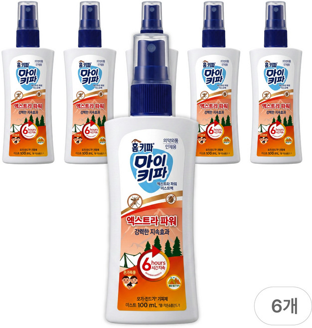 홈키파 마이키파 엑스트라 파워 모기기피 미스트, 100ml, 6개