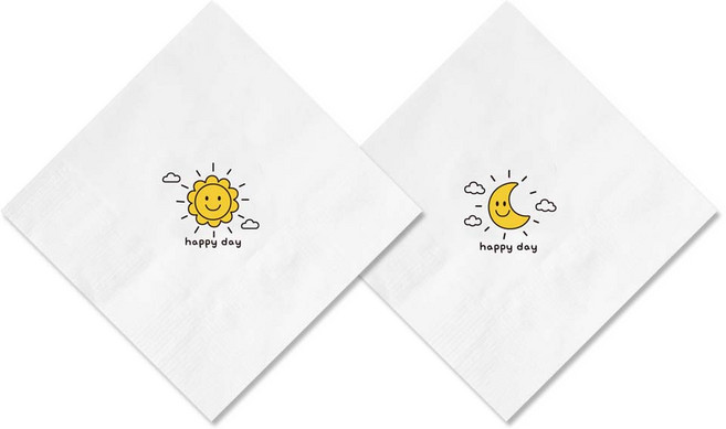 네모어스 칵테일냅킨 - 무형광 천연펄프 국내생산, 400개입, 1박스, 해와 달