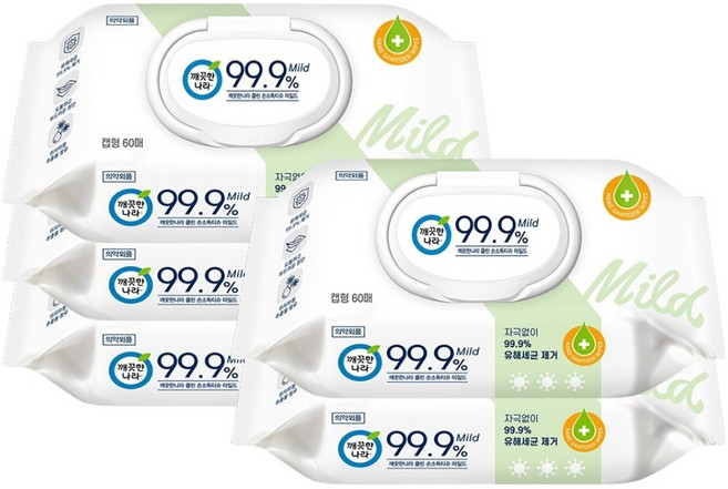 깨끗한나라)마일드 손소독 티슈 60매 5개입, 5개