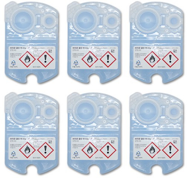 브라운 면도기 세정액 CCR6 클린앤리뉴 세척 카트리지, 1개, 6개입