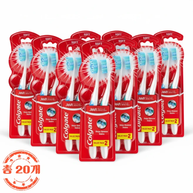 콜게이트 360 옵틱화이트 칫솔, 10개, 2개입 - 쿠팡