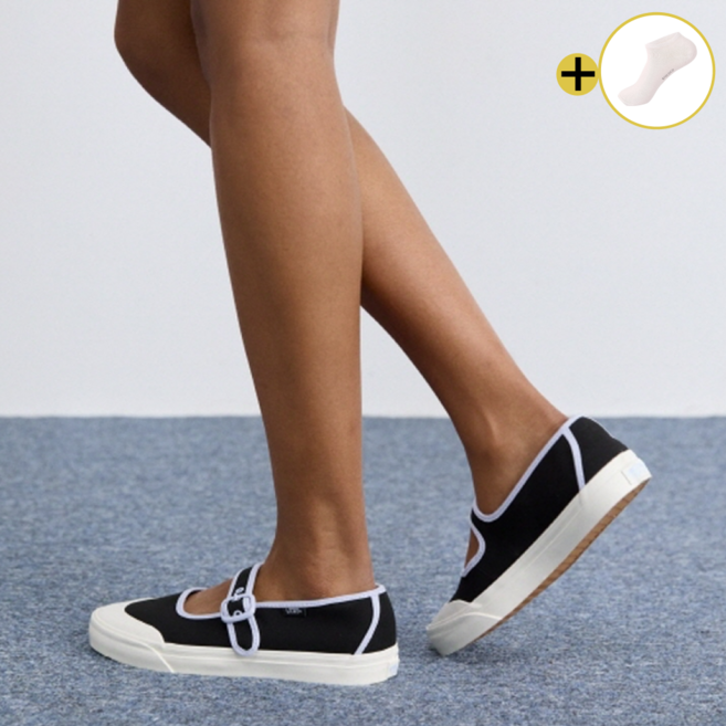 [국내매장판 A/S가능] 반스 메리제인 운동화 슬립온 스니커즈 단화 플랫슈즈 블랙 여자+ 패턴 발목양말