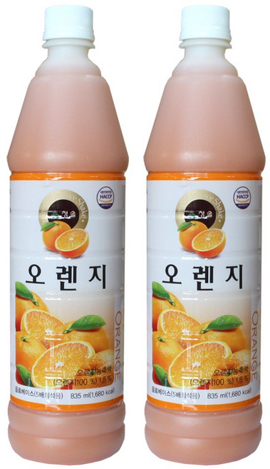 청솔 오렌지원액 835ml, 2개