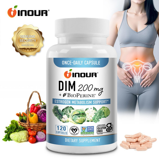DIM은 갱년기 월경전 증후군 및 월경전 증후군을 겪는 여성을 위해 특별히 고안된 여성 호르몬 균형 보조제이며 1팩에 60/120캡슐이 들어 있습니다., 1개, 60정