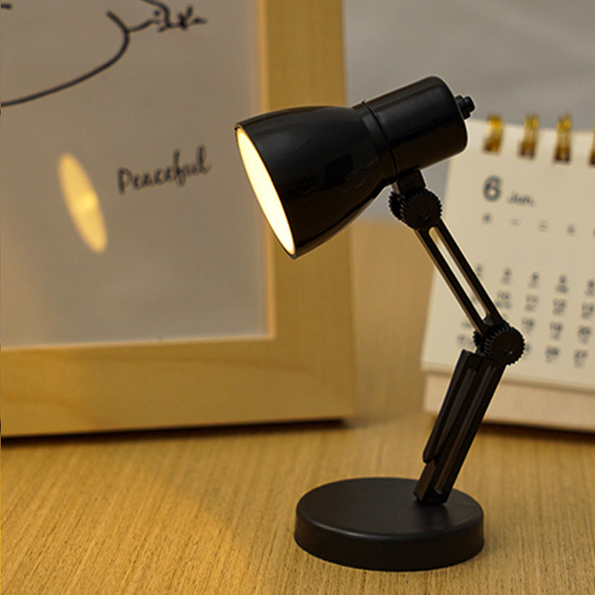 LED 미니 책상 램프 접이식 마그네틱 야간 조명 침실 서재 클립 포함 눈 보호 옆, 02 Black
