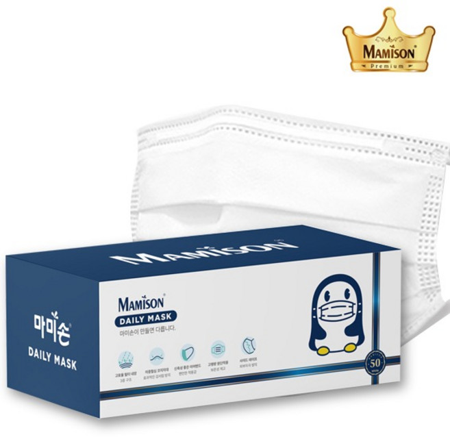 마미손 마스크 일회용 부직포 성인용, 화이트, 6개