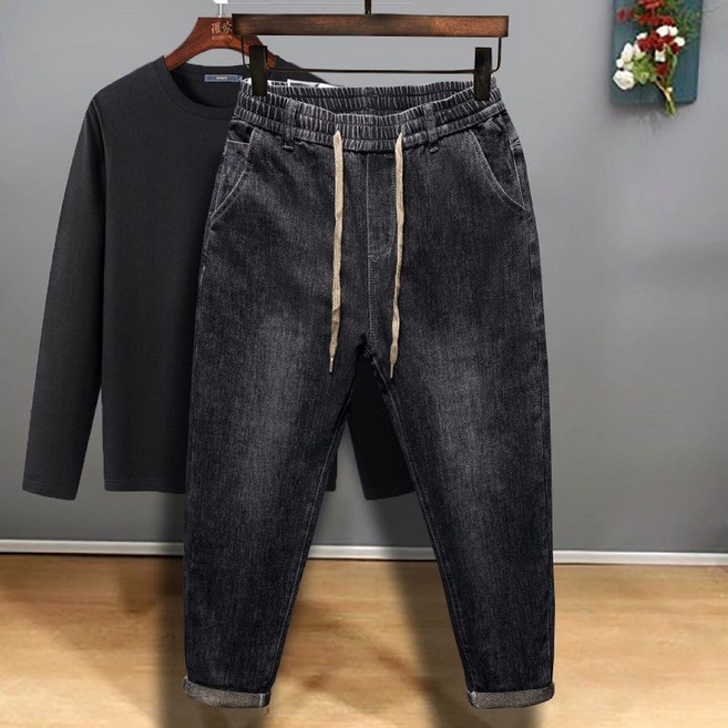 남자 남성 스판 배기핏 청바지 봄가을 캐주얼 밴딩 데님 팬츠 바지 슬랙스