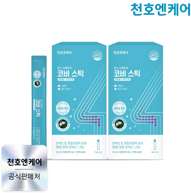 [천호엔케어]코비스틱 15g 15포 x 2박스 /삼백초 도라지 박하 곰보배추 어성초