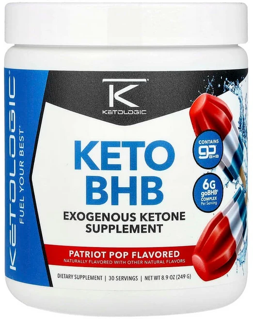 KetoLogic 케토 BHB 패이트리엇 팝 249g(8.9oz) KetoLogic (케토로직), KetoLogic, 케토 BHB, 패이트리엇 팝, 24, 1개, 249g - 쿠팡